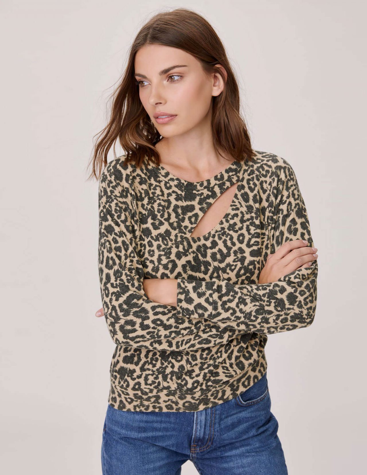 LNA Brushed Leopard Jumper In Leopard Print at Storm Fashion