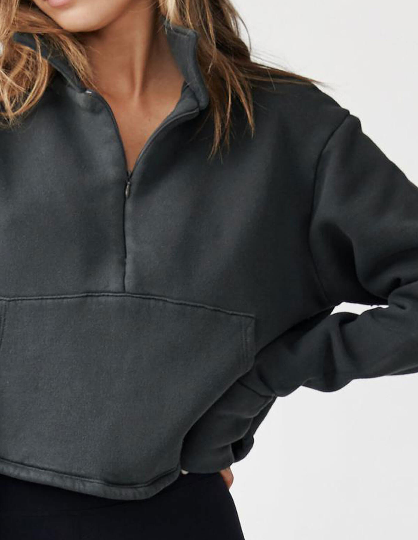 Joah Brown Aspen Half Zip Sweatshirt In Charcoal at Storm Fashion