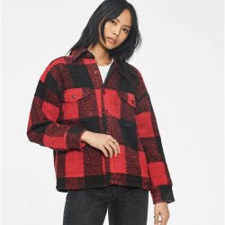 Anine Bing Bobbi Flannel Jacket In Red at Storm Fashion