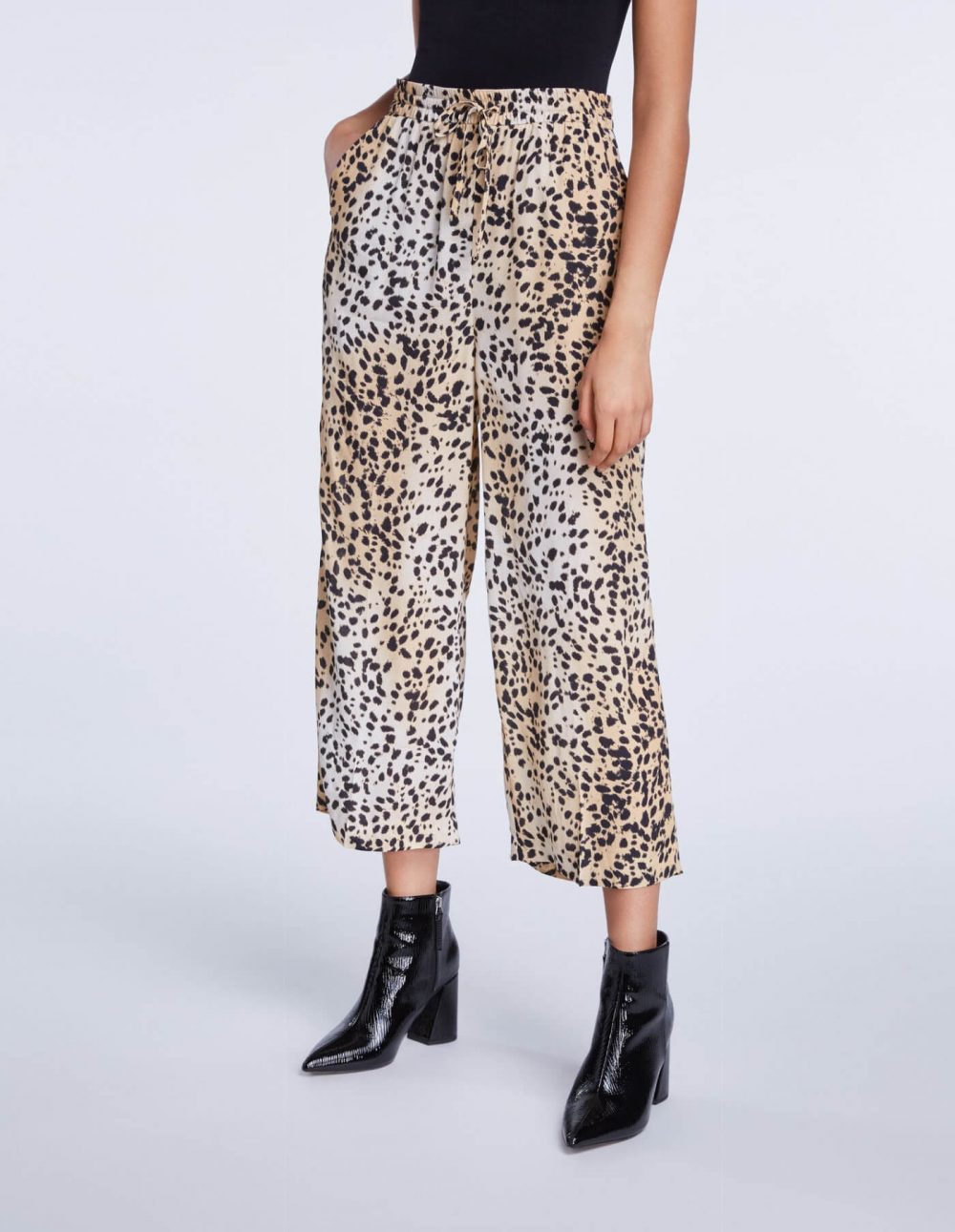 Set Cheetah Print Culotte Trousers In Stone Grey at Storm Fashion